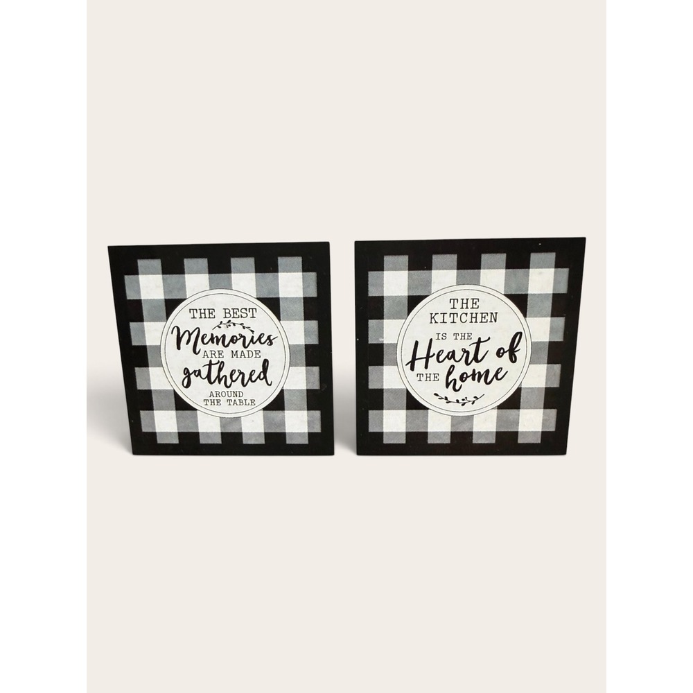 Willow Spring Home Decor 2 Piece Framed Art Set Buffalo Plaid Signs 12x12